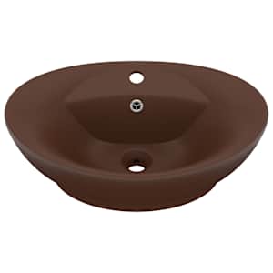Luxusní umyvadlo přepad oválné tmavě hnědé 58,5x39 cm keramika - obrázek 2