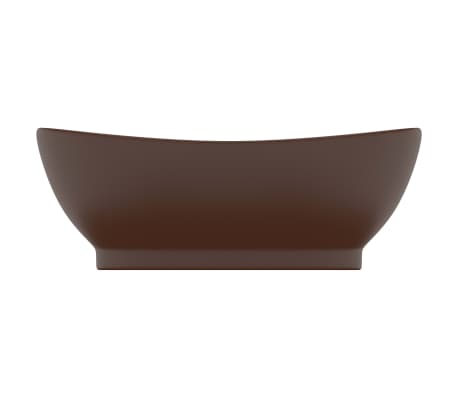 vidaXL Chiuvetă lux, preaplin maro închis mat 58,5x39 cm ceramică oval