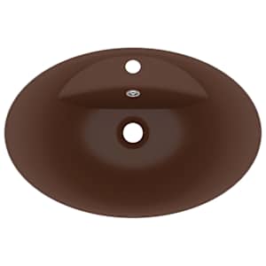 Luxusní umyvadlo přepad oválné tmavě hnědé 58,5x39 cm keramika - obrázek 4
