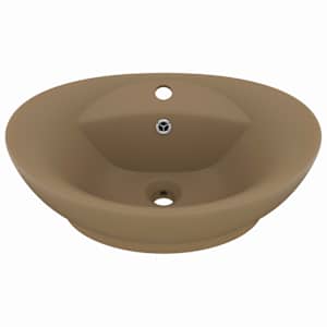 Luxusní umyvadlo přepad oválné matné krémové 58,5x39cm keramika - obrázek 2