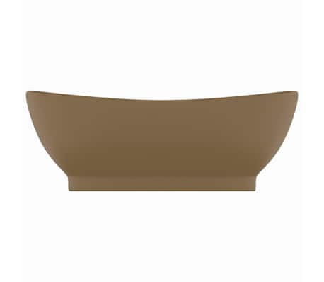 vidaXL Lavabo lujoso con rebosadero cer&aacute;mica crema mate 58,5x39 cm