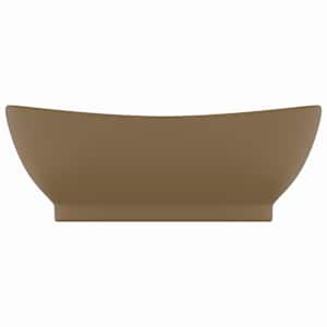 Luxusní umyvadlo přepad oválné matné krémové 58,5x39cm keramika - obrázek 3