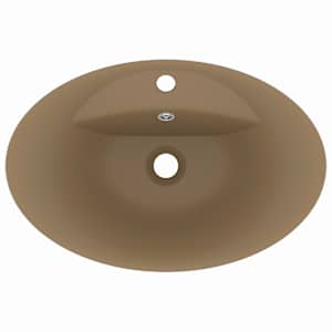 Luxusní umyvadlo přepad oválné matné krémové 58,5x39cm keramika - obrázek 4