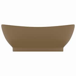 vidaXL Luxusn&iacute; umyvadlo přepad ov&aacute;ln&eacute; matn&eacute; kr&eacute;mov&eacute; 58,5x39cm keramika