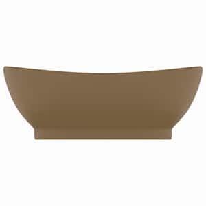 vidaXL Lavabo lujoso con rebosadero cer&aacute;mica crema mate 58,5x39 cm