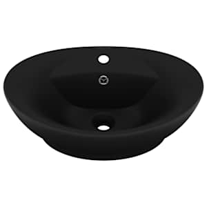Luxusní umyvadlo přepad oválné matné černé 58,5x39 cm keramika - obrázek 2