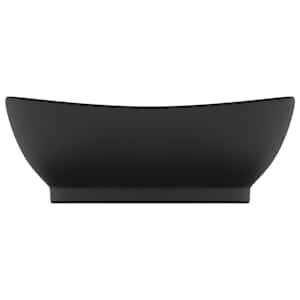 Luxusní umyvadlo přepad oválné matné černé 58,5x39 cm keramika - obrázek 3