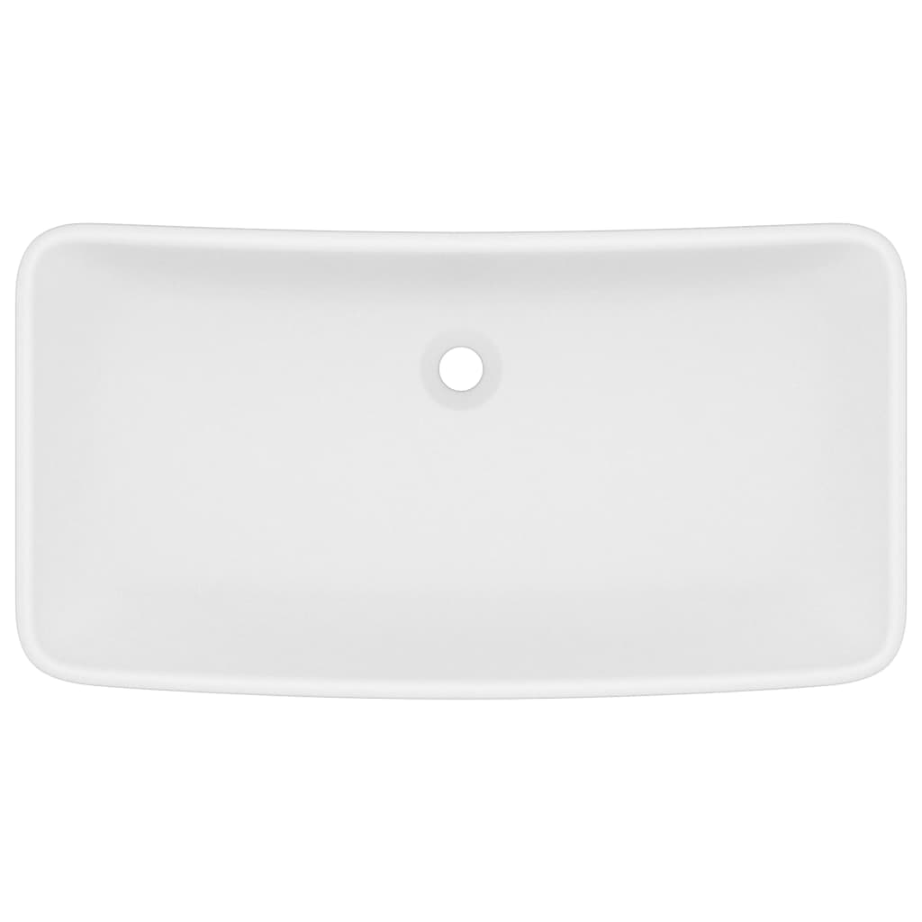 vidaXL Wastafel rechthoekig 71x38 cm keramiek matwit afbeelding