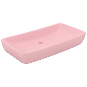 Luxusní umyvadlo obdélníkové matné růžové 71 x 38 cm keramické - obrázek 2