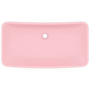 Luxusní umyvadlo obdélníkové matné růžové 71 x 38 cm keramické - obrázek 3