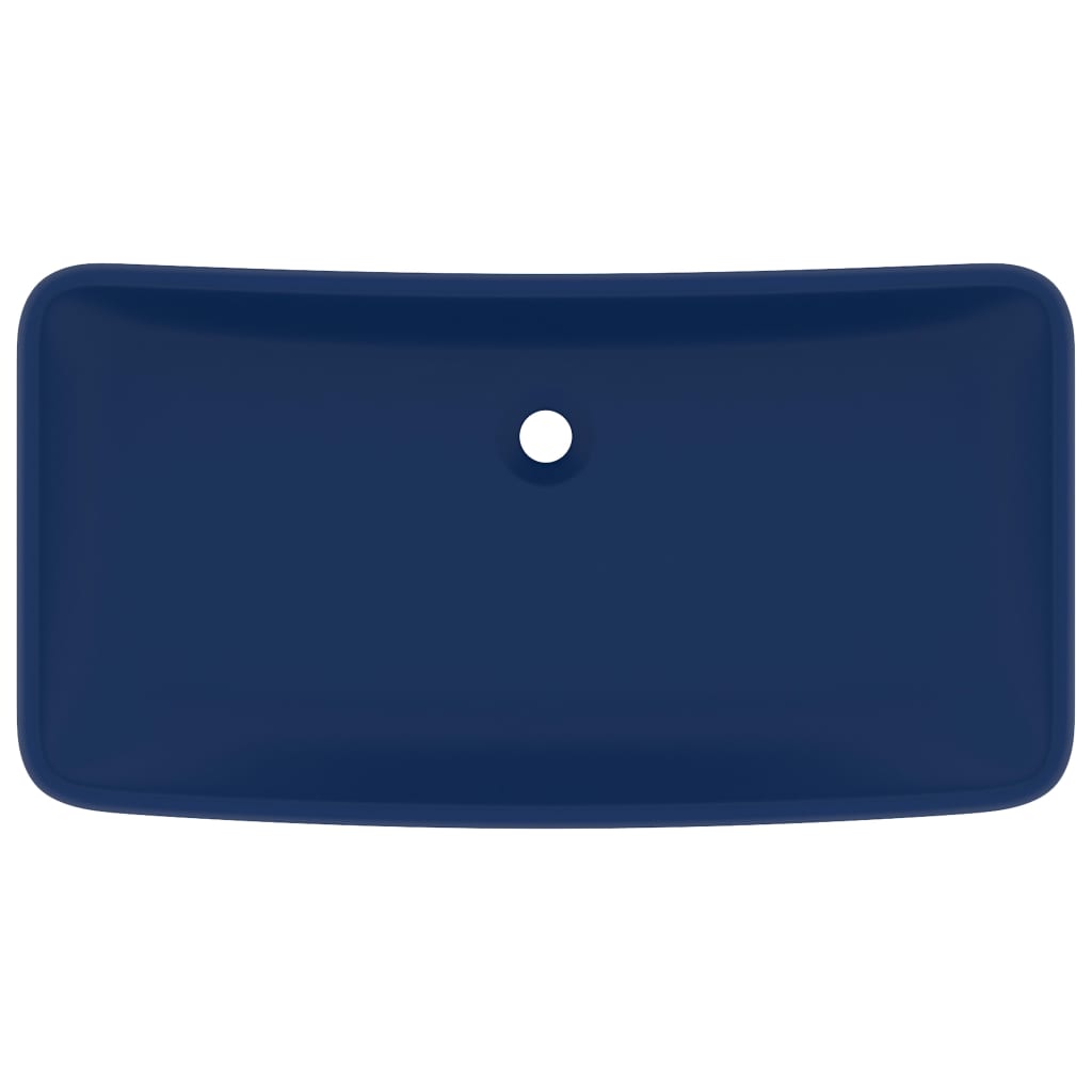 vidaXL Wastafel rechthoekig 71x38 cm keramiek mat donkerblauw afbeelding