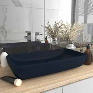 Luxusní umyvadlo obdélníkové matné tmavě modré 71x38cm keramika - obrázek 1