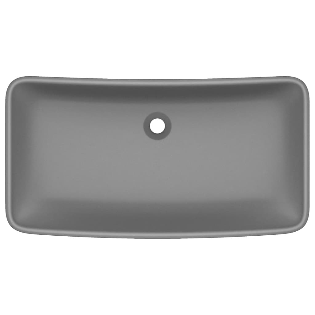 

vidaXL Wastafel rechthoekig 71x38 cm keramiek mat donkergrijs
