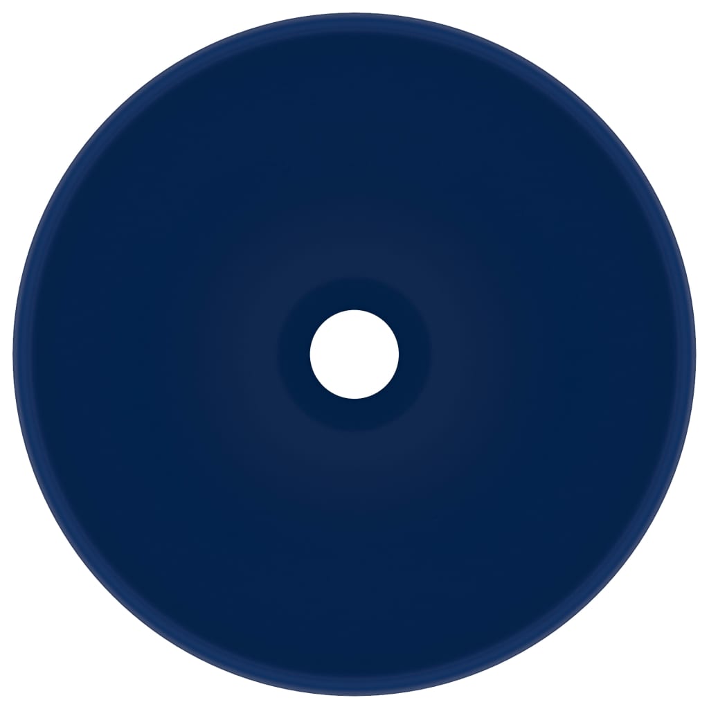 vidaXL izlietne, apaļa, 32,5x14 cm, matēta tumši zila keramika