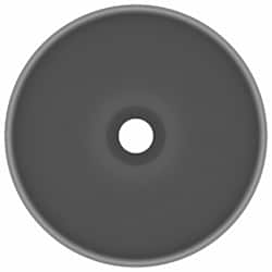 vidaXL Luxury Bathroom Basin Round Matt Dark Grey 32,5x14 cm Ceramic