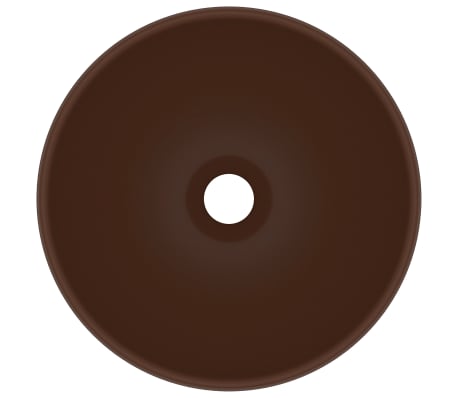 vidaXL Lavabo rond salle de bain Marron fonc&eacute; mat 32,5x14 cm C&eacute;ramique