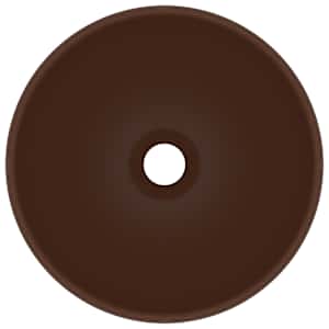 vidaXL Lavabo rond salle de bain Marron fonc&eacute; mat 32,5x14 cm C&eacute;ramique