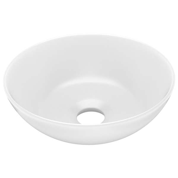 vidaXL vannitoavalamu keraamiline, matt valge, &uuml;mmargune