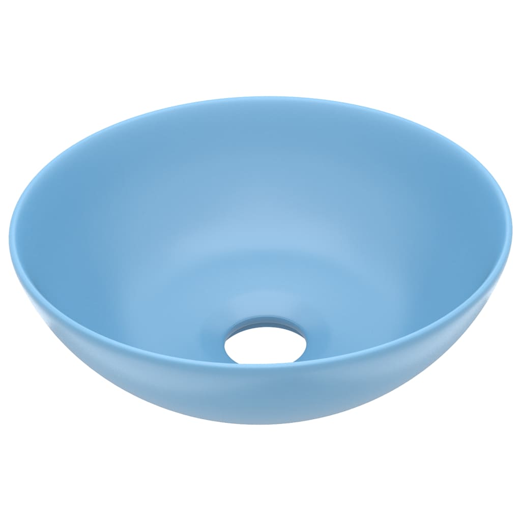 Chiuvetă pentru baie, albastru deschis, ceramică, rotund