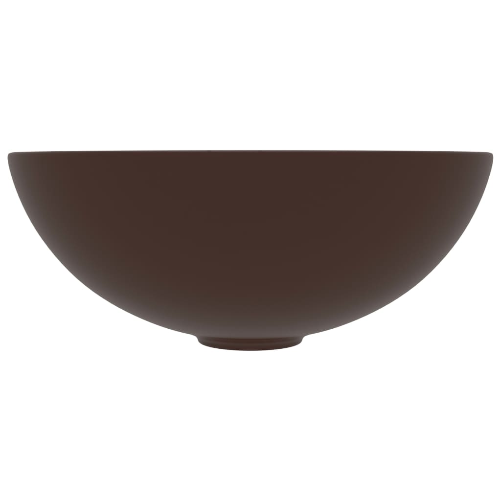 vidaXL Chiuvetă de baie, maro închis, ceramică, rotund
