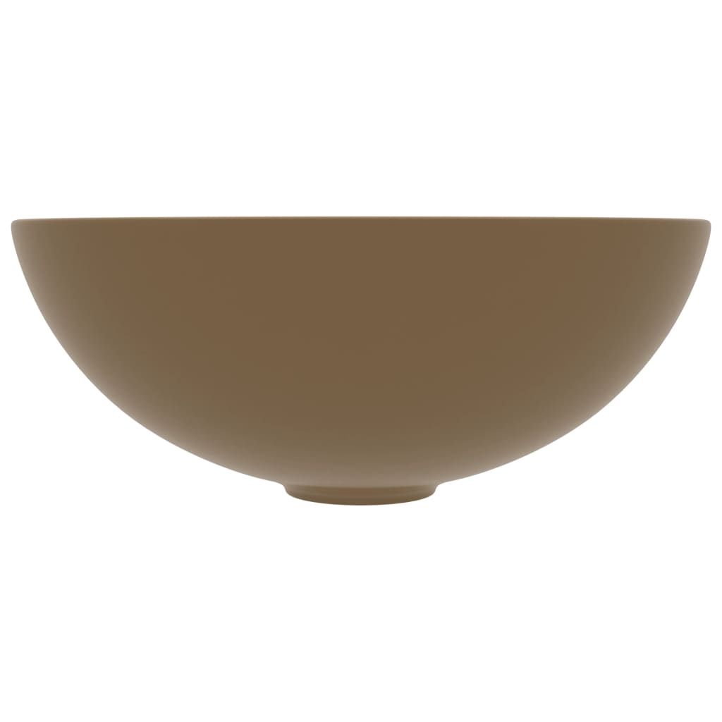 vidaXL Chiuvetă de baie, crem mat, ceramică, rotund