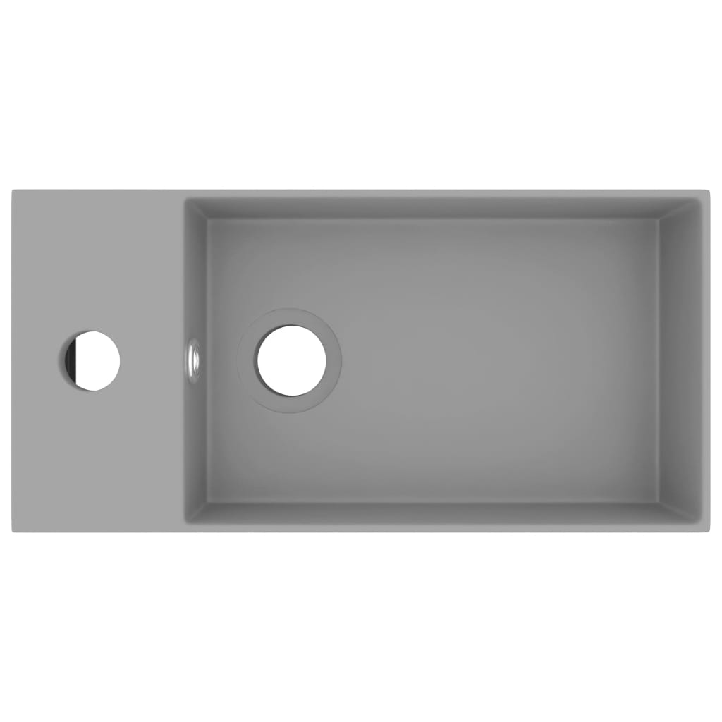 vidaXL Wastafel met overloop keramiek lichtgrijs afbeelding