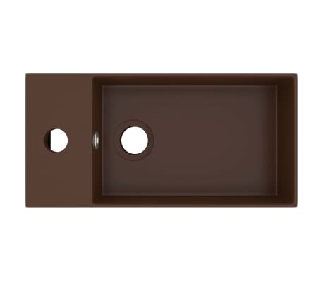 vidaXL Lavabo de salle de bain avec trop-plein C&eacute;ramique Marron fonc&eacute;