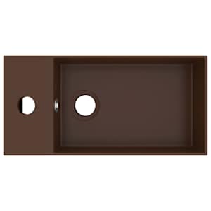 vidaXL Lavabo de salle de bain avec trop-plein C&eacute;ramique Marron fonc&eacute;