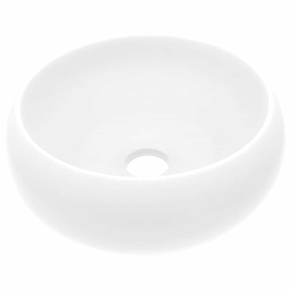 Thumbnail - vidaXL Luxuriöses Waschbecken Rund Matt Weiß 40x15 cm Keramik