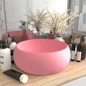 Razkošen umivalnik okrogel mat roza 40x15 cm keramičen