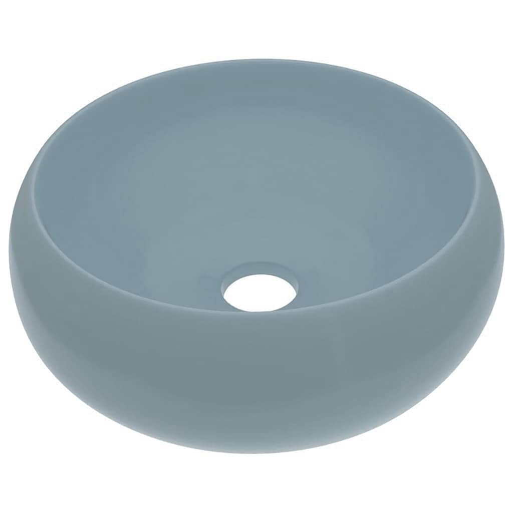 E-shop vidaXL Luxusné umývadlo, okrúhle, matné svetlomodré 40x15 cm, keramika