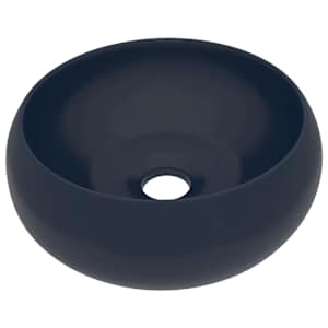 Luxusní umyvadlo kulaté matné tmavě modré 40 x 15 cm keramické - obrázek 2