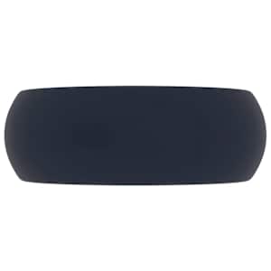 Luxusní umyvadlo kulaté matné tmavě modré 40 x 15 cm keramické - obrázek 3