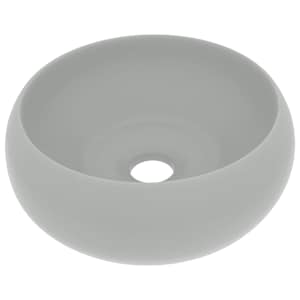 Luxusní umyvadlo kulaté matné světle šedé 40 x 15 cm keramické - obrázek 2