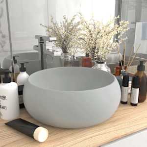 Razkošen umivalnik okrogel mat svetlo siv 40x15 cm keramičen