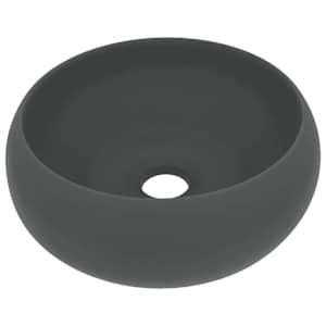 Luxusní umyvadlo kulaté matné tmavě šedé 40 x 15 cm keramické - obrázek 2