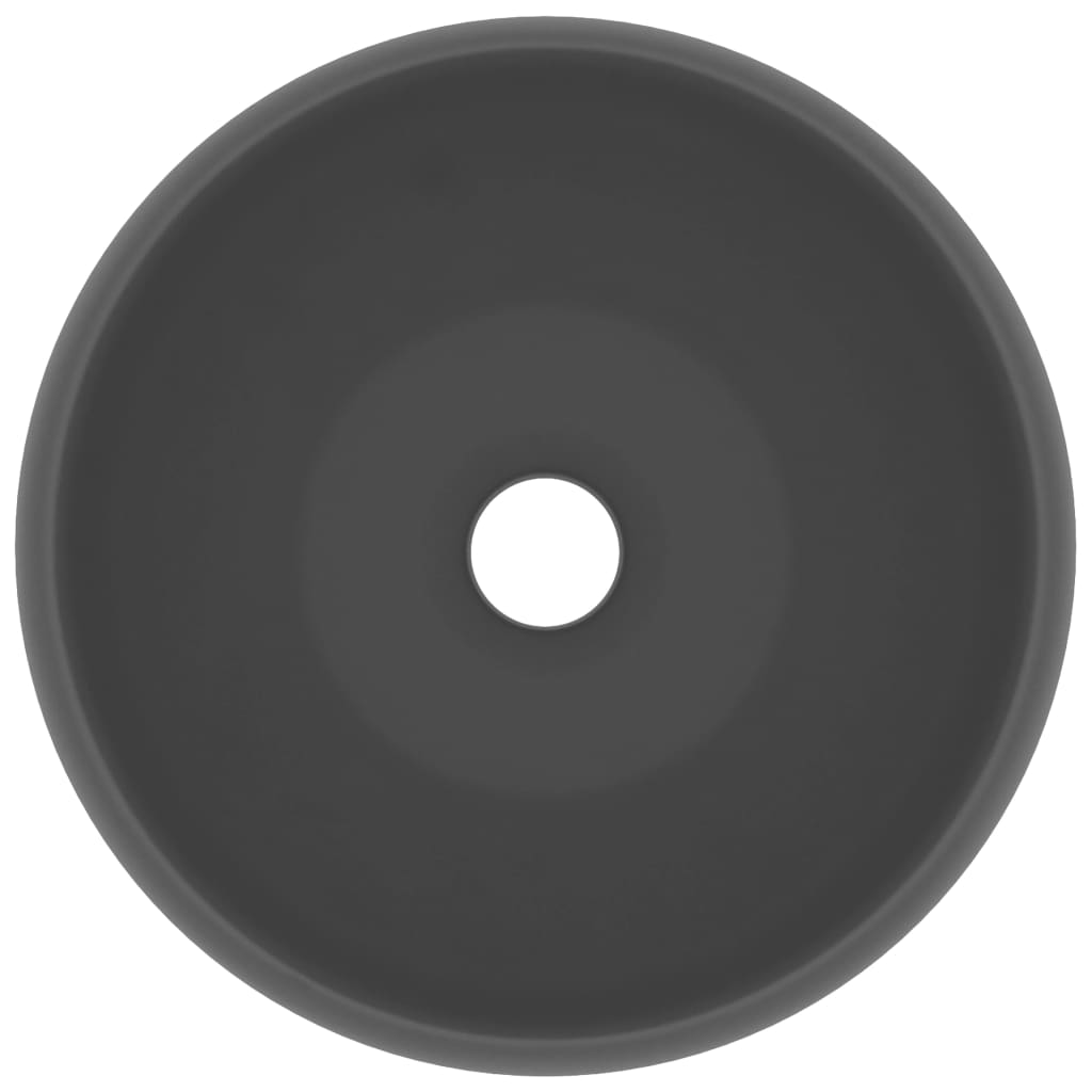 vidaXL Wastafel rond 40x15 cm keramiek mat donkergrijs afbeelding