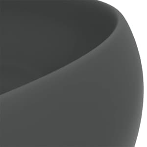 Luxusní umyvadlo kulaté matné tmavě šedé 40 x 15 cm keramické - obrázek 5