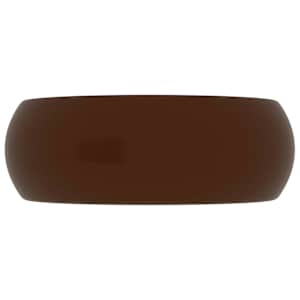 vidaXL Lavabo rond de luxe Marron fonc&eacute; mat 40x15 cm C&eacute;ramique