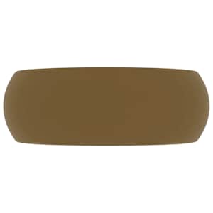 Luxusní umyvadlo kulaté matné krémové 40 x 15 cm keramické - obrázek 3