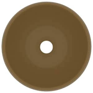 Luxusní umyvadlo kulaté matné krémové 40 x 15 cm keramické - obrázek 4