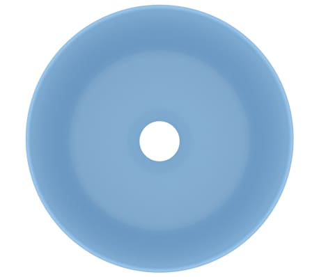 vidaXL Lavabo de lujo redondo cerámica azul claro mate 40x15 cm