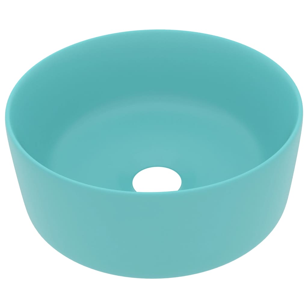 vidaXL Luxusní umyvadlo kulaté matné světle zelené 40x15 cm keramické
