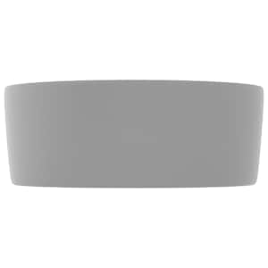 Luxusní umyvadlo kulaté matné světle šedé 40 x 15 cm keramické - obrázek 4