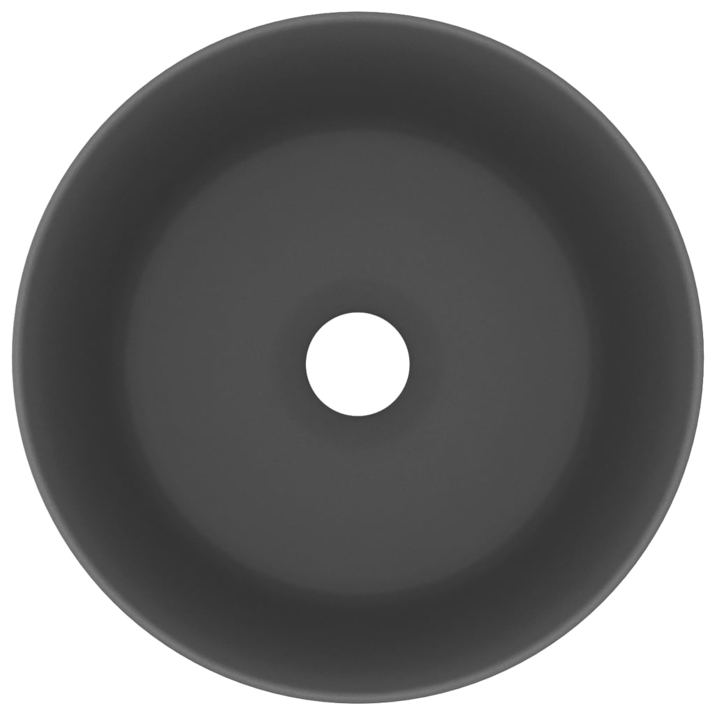 vidaXL Wastafel rond 40x15 cm keramiek mat donkergrijs afbeelding