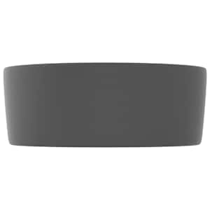 Luxusní umyvadlo kulaté matné tmavě šedé 40 x 15 cm keramické - obrázek 4