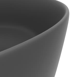 Luxusní umyvadlo kulaté matné tmavě šedé 40 x 15 cm keramické - obrázek 5