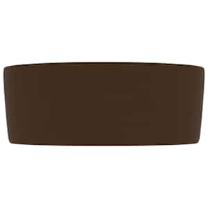 Luxusní umyvadlo kulaté matné tmavě hnědé 40 x 15 cm keramické - obrázek 4