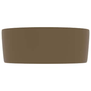 Luxusní umyvadlo kulaté matné krémové 40 x 15 cm keramické - obrázek 4