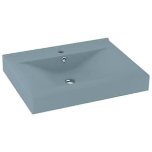 vidaXL valamu kraaniavaga matt helesinine 60 x 46 cm keraamiline